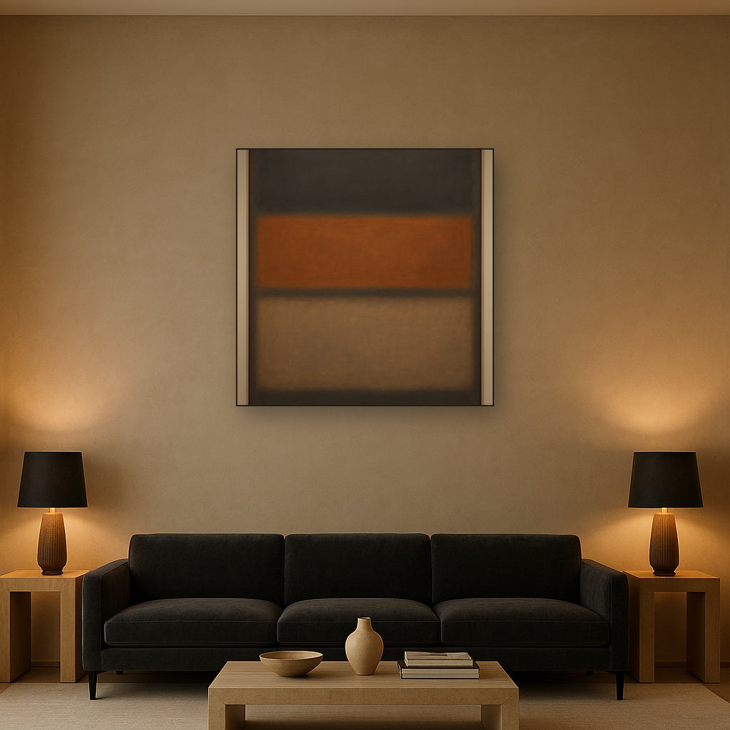 Charcoal Slate & Burnished Copper Horizon No. 26 Oil Painting - View 2