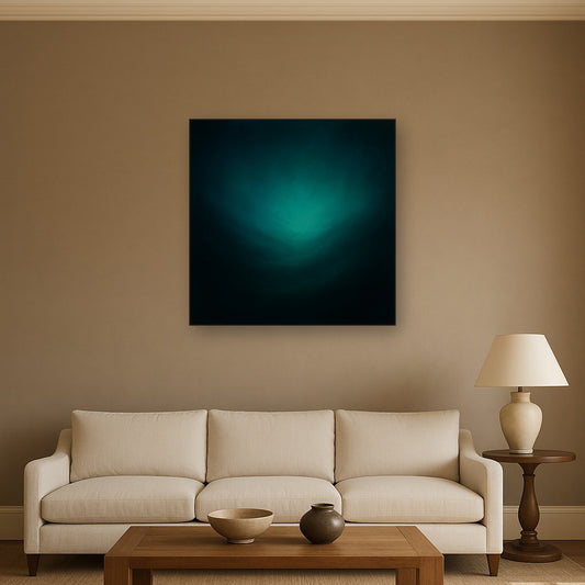 Midnight Teal & Deep Malachite Gradient Oil Painting - View 2