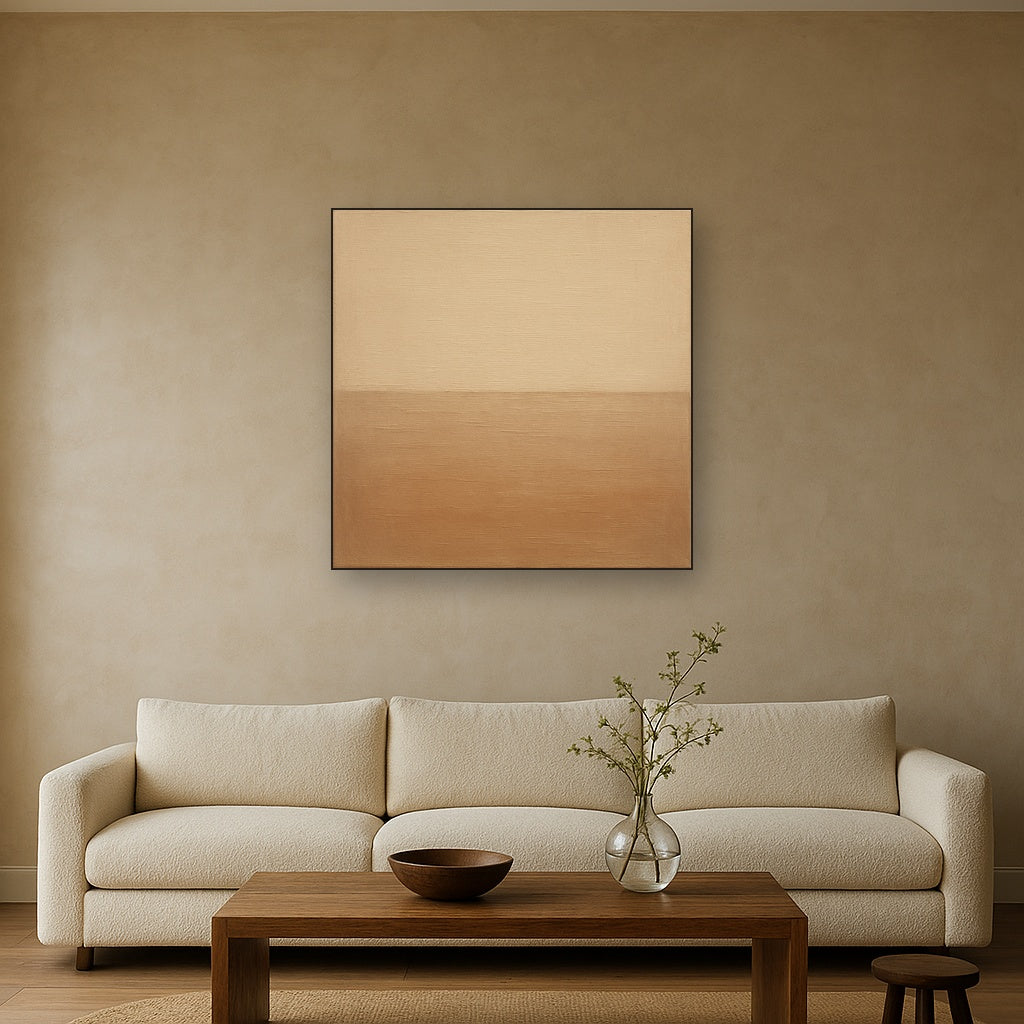 Earthy Raw Linen Texture Field No. 4 - Modern Fine Art Oil Painting - View 2