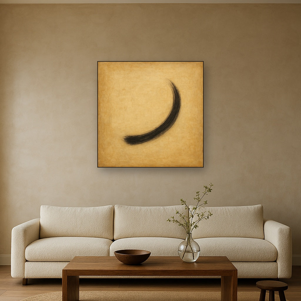 Aged Rice Paper & Charcoal Calligraphic Balance No. 21 Oil Painting - View 2