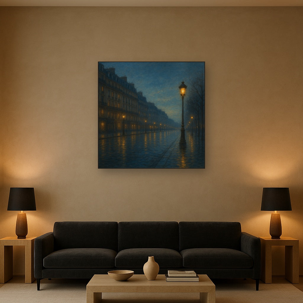 Rainy Parisian Boulevard at Twilight No. 13 Oil Painting - View 2