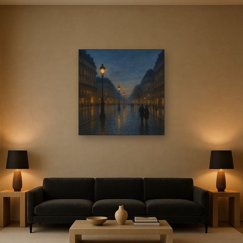 Rainy Parisian Boulevard at Twilight No. 19 Oil Painting - View 2