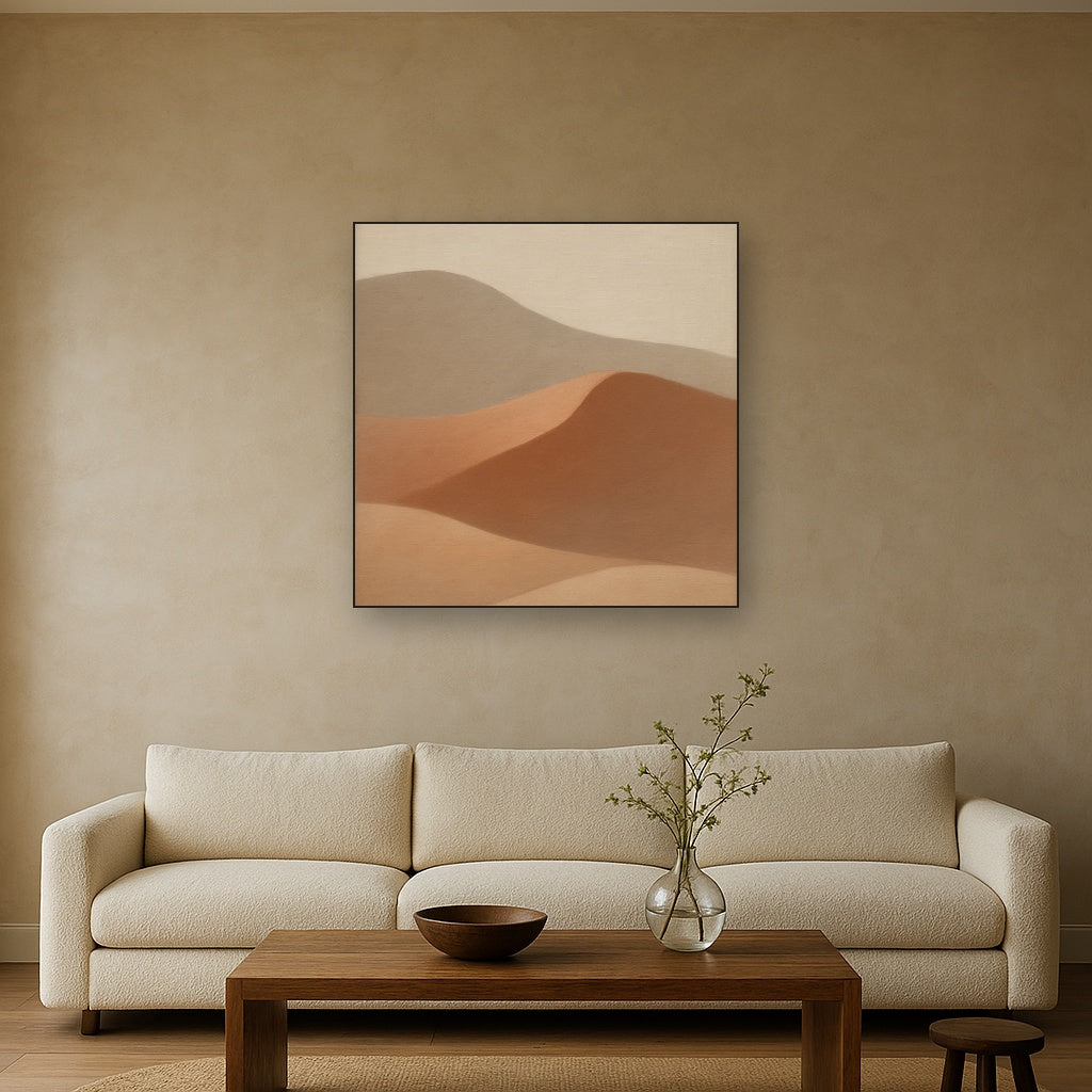Muted Desert Dune Geometry No. 8 - Modern Fine Art Oil Painting - View 2