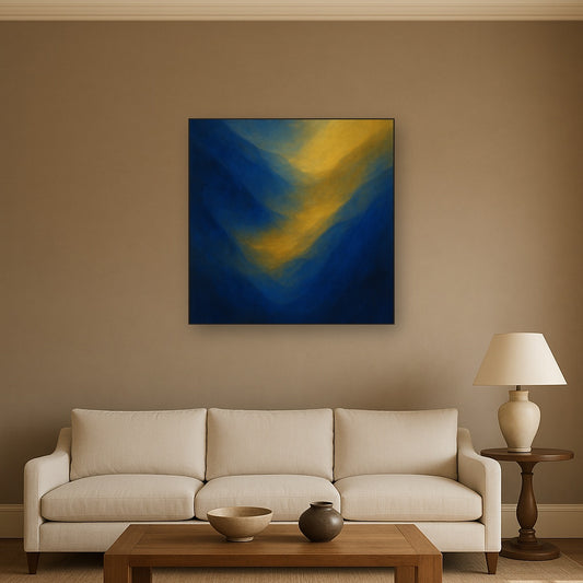 Lapis Lazuli & Golden Ochre Luminous Field Oil Painting - View 2