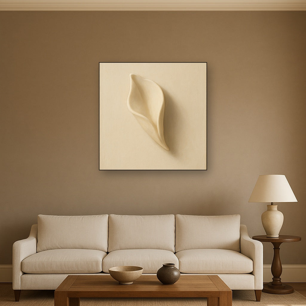 Sculpted Ivory Floral Contour No. 1 - Modern Fine Art Oil Painting - View 2