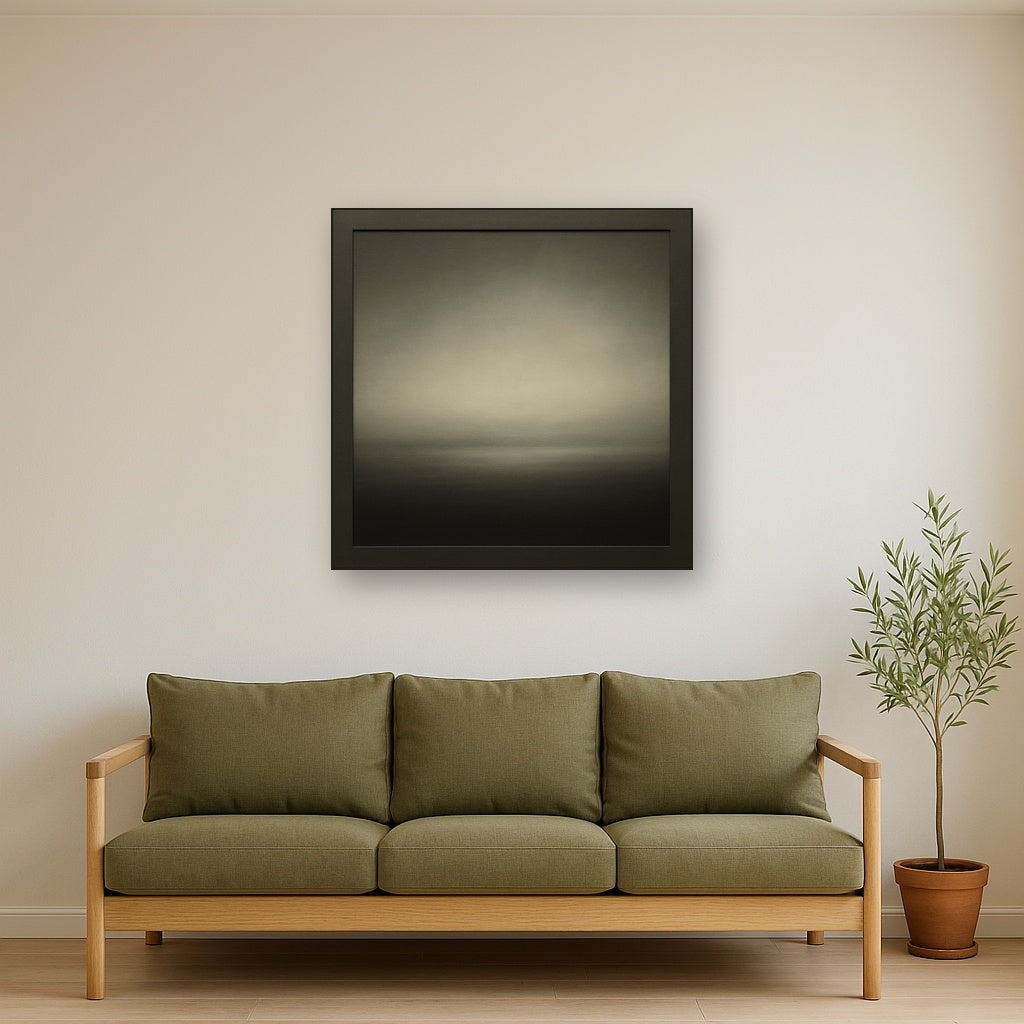 Monochrome Charcoal Drift & Soft Sfumato Horizon No. 18 Oil Painting - View 2