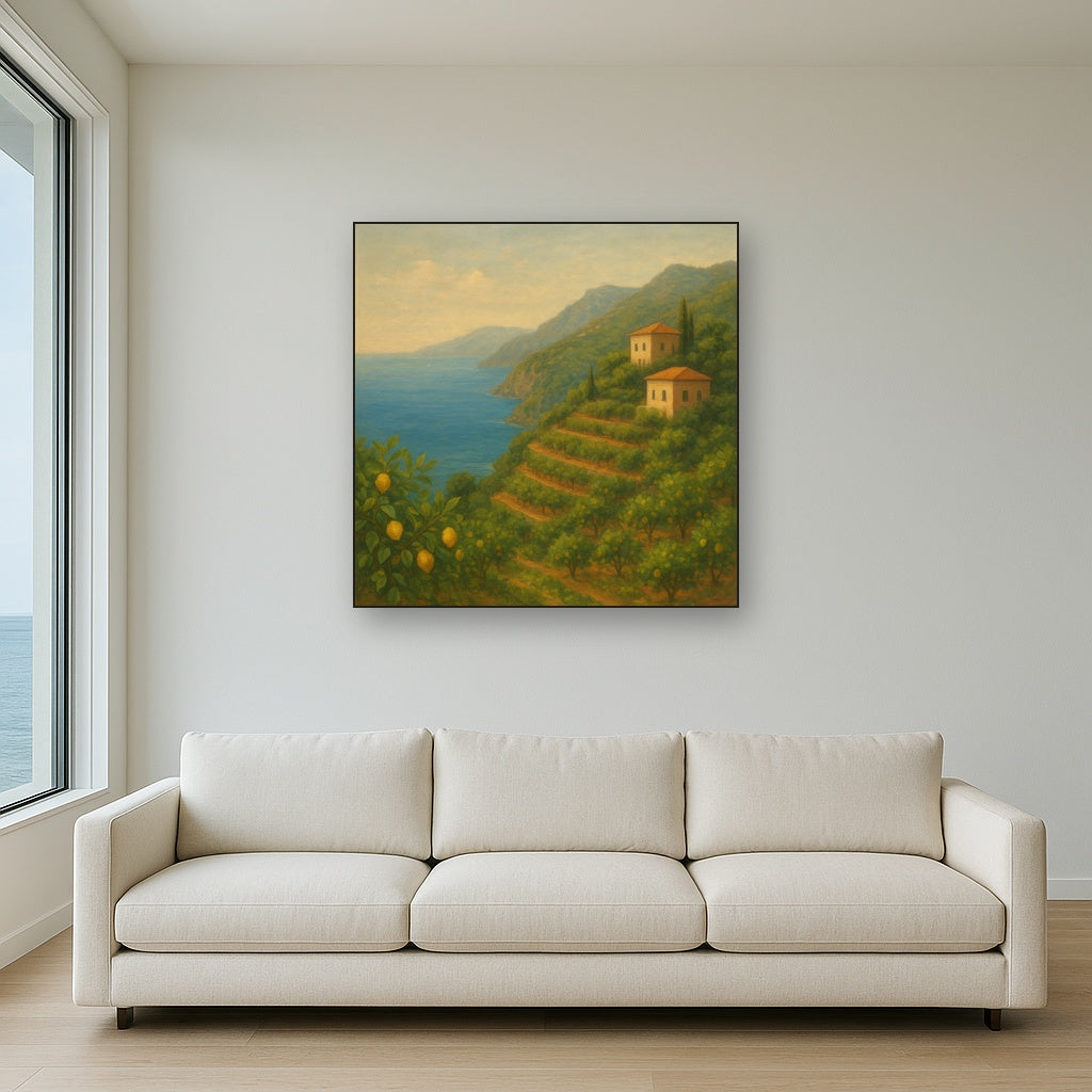 Italian Amalfi Coastline Terraces & Lemon Grove No. 16 Oil Painting - View 2