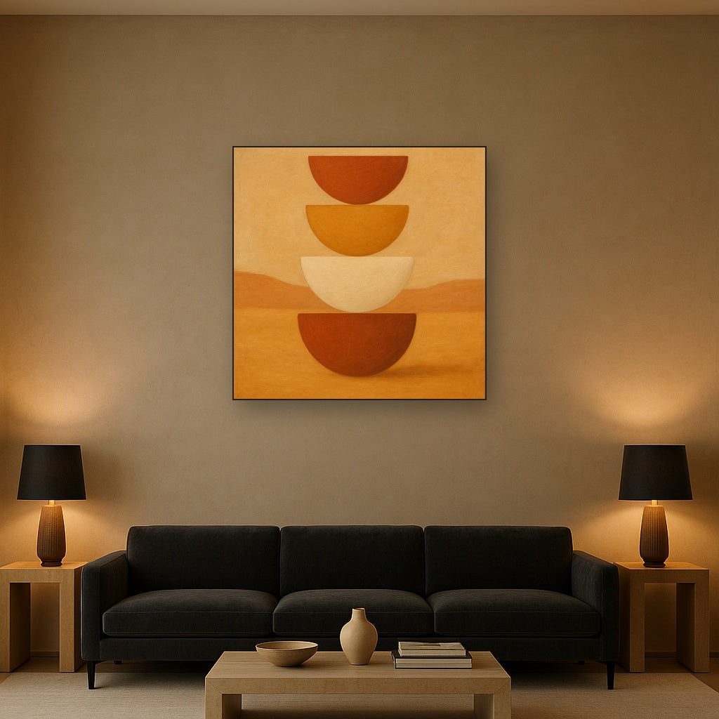 Stacked Semicircle Totem in Desert Warmth No. 8 Fine Art Oil Painting - View 2