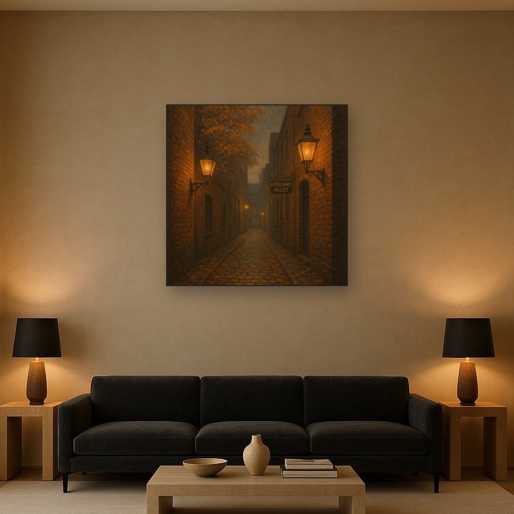 London Gaslamp Alley in Autumn Dusk No. 16 Oil Painting - View 2