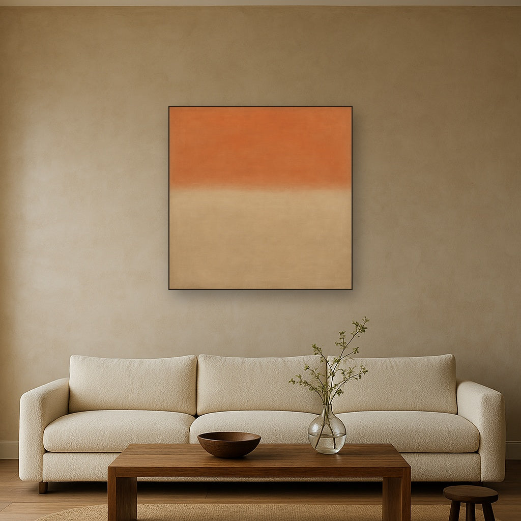 Terracotta & Greige Earth Bands No. 6 - Modern Fine Art Oil Painting - View 2