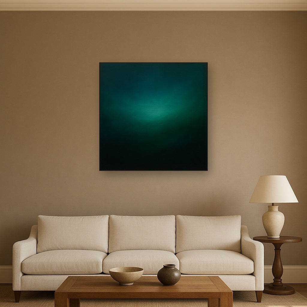 Midnight Teal & Deep Malachite Gradient No. 9 Oil Painting - View 2