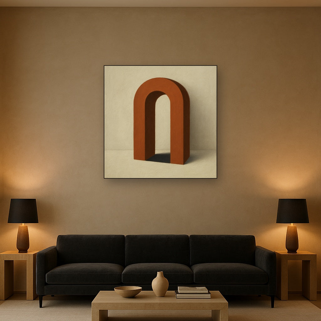 Terracotta Clay & Cream Arch No. 4 - Modern Fine Art Oil Painting - View 2
