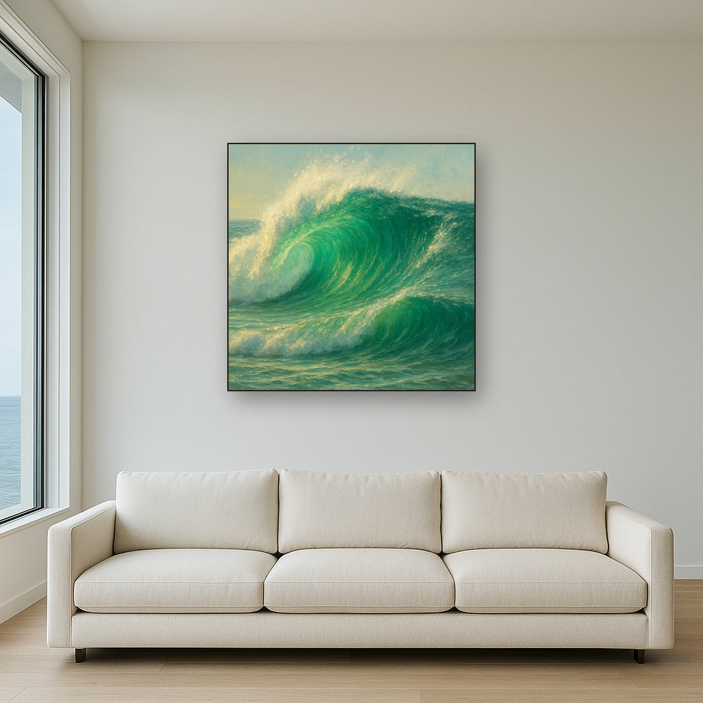 Emerald Breaker Wave in Crystalline Light No. 6 Fine Art Oil Painting - View 2