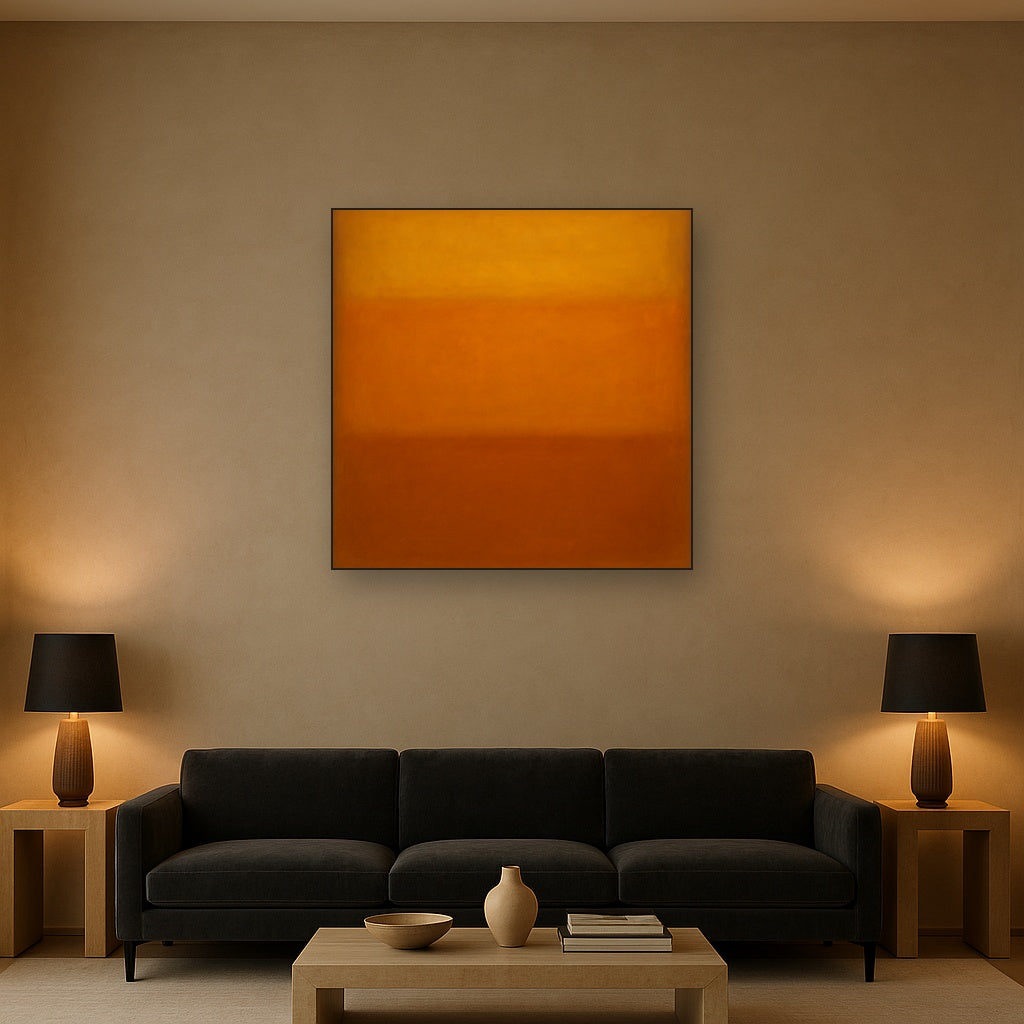 Warm Amber & Raw Sienna Sunset Meditation No. 15 Oil Painting - View 2