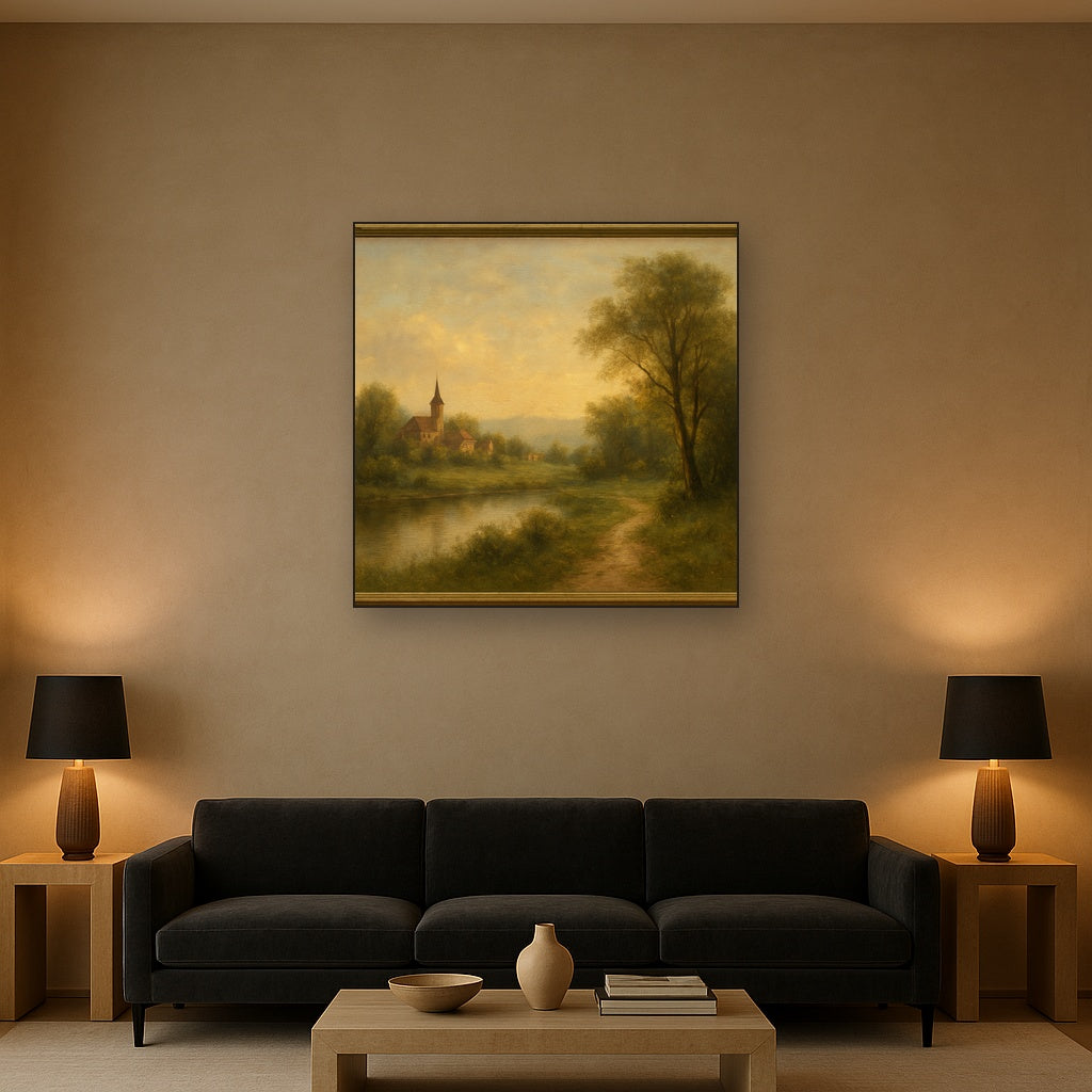 Rome Piazza Fountain in Morning Sunlight Oil Painting - View 2
