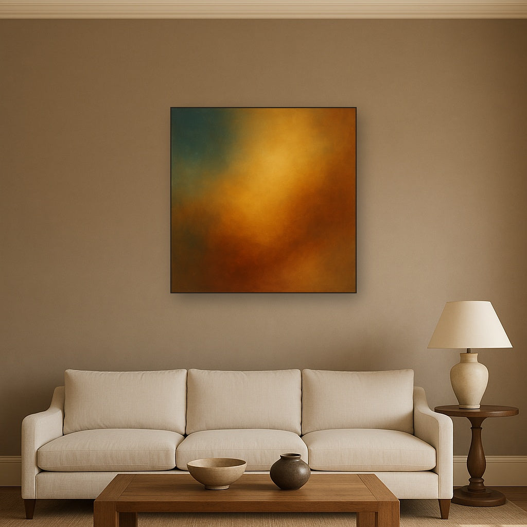 Deep Topaz & Spiced Terracotta Glow No. 11 Oil Painting - View 2