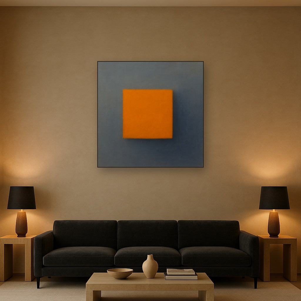 Cadmium Amber & Slate Grey Block No. 10 - Modern Fine Art Oil Painting - View 2