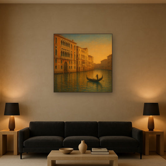 Venetian Canal Palaces at Golden Hour No. 27 Oil Painting - View 2