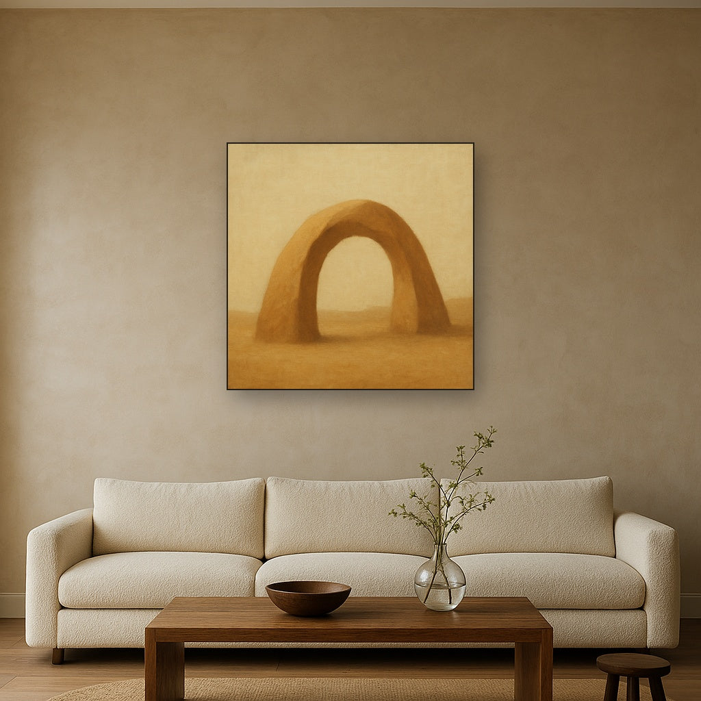 Warm Beige Travertine Arch No. 1 - Modern Fine Art Oil Painting - View 2