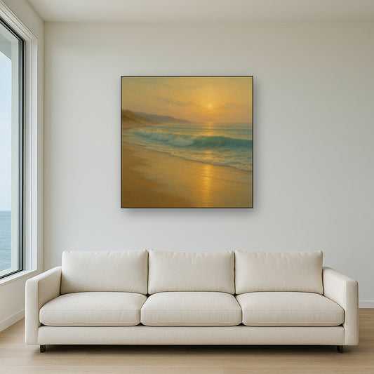 Gentle Breaking Waves & Wet Beach Reflection No. 11 Oil Painting - View 2