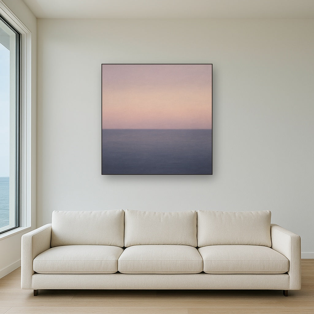 Dusk Horizon in Pale Lavender & Slate No. 3 - Modern Fine Art Oil Painting - View 2