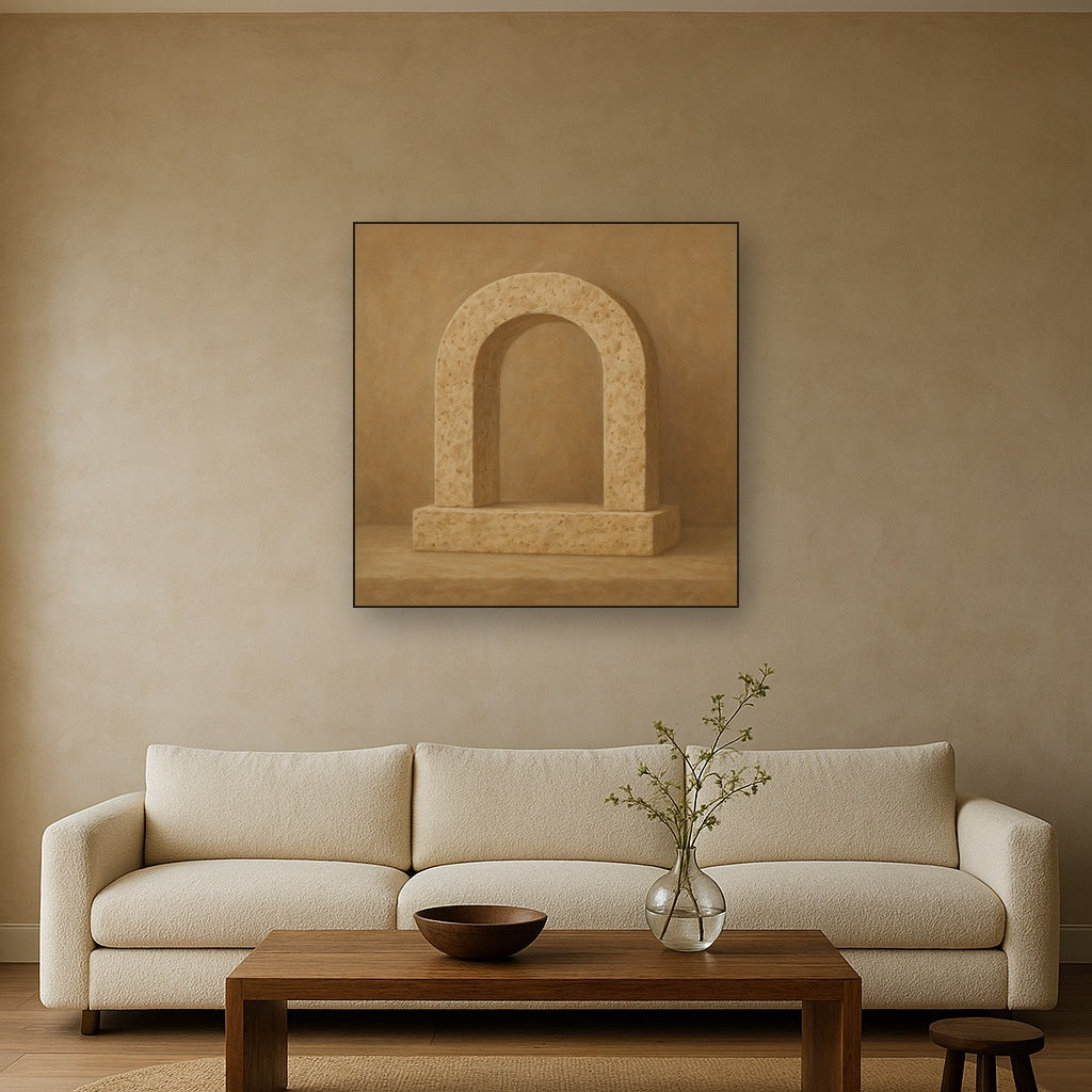 Travertine Stone Arch & Earth Tones No. 4 Oil Painting - View 2