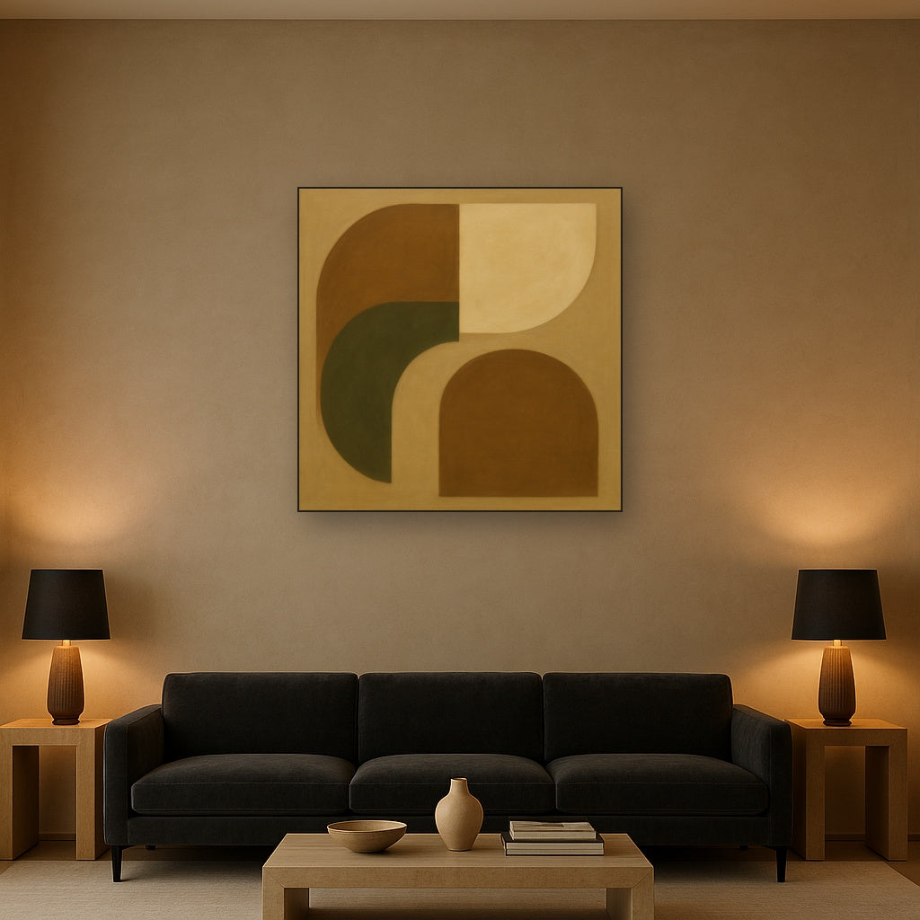 Minimalist Asymmetrical Balance in Raw Umber No. 8 Oil Painting - View 2