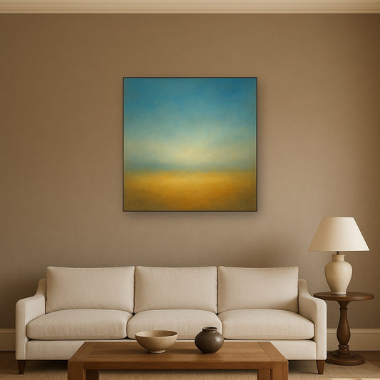 Celestial Azure & Warm Ochre Equilibrium No. 3 Oil Painting - View 2