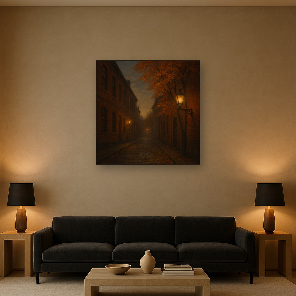 London Gaslamp Alley in Autumn Dusk No. 28 Oil Painting - View 2