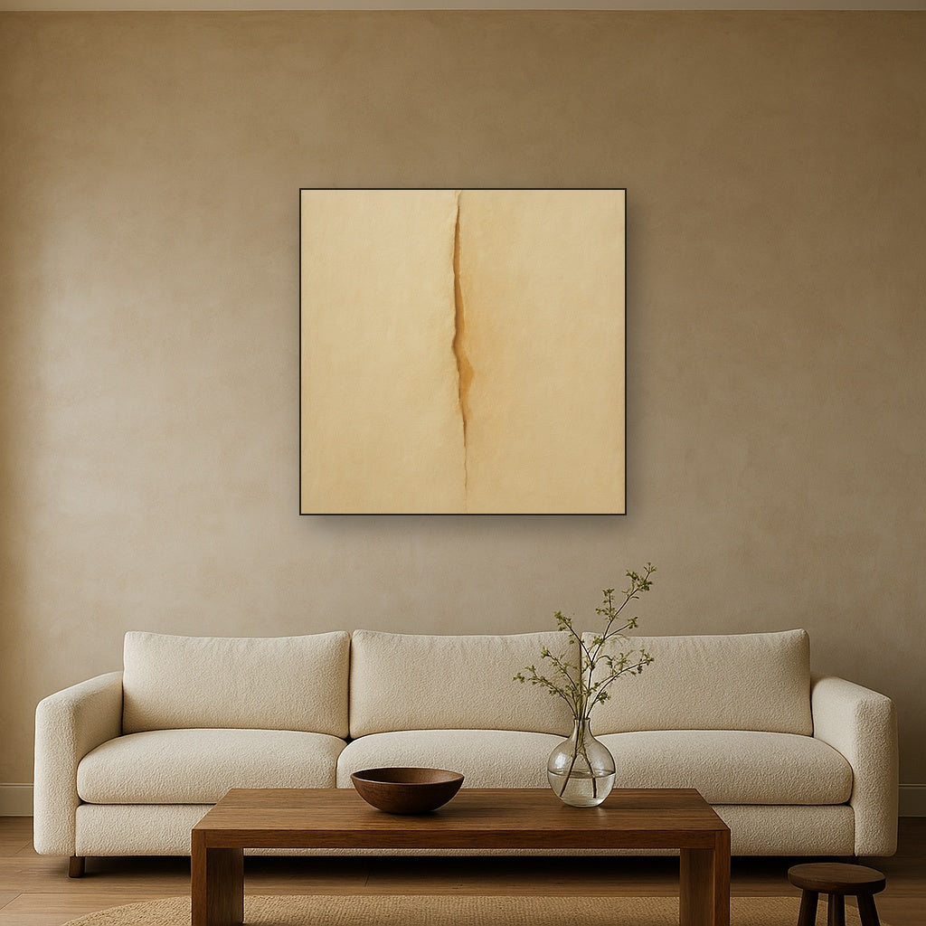 Tactile Stucco & Ochre Rift No. 9 - Modern Fine Art Oil Painting - View 2
