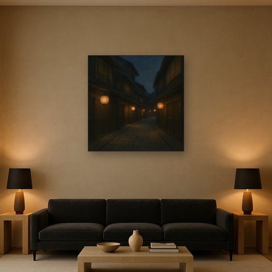 Old Kyoto Gion Alley in Soft Lantern Light No. 23 Oil Painting - View 2