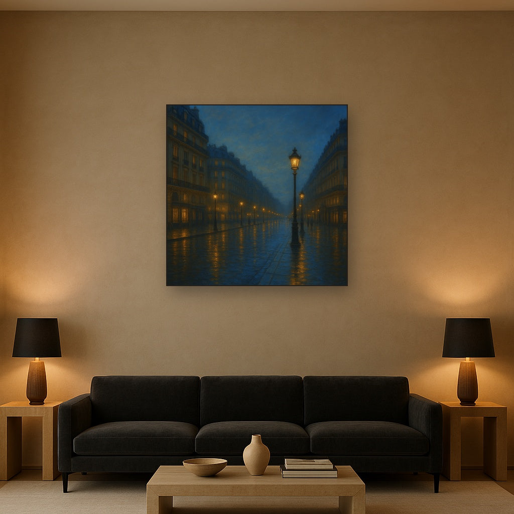 Rainy Parisian Boulevard at Twilight No. 9 Oil Painting - View 2