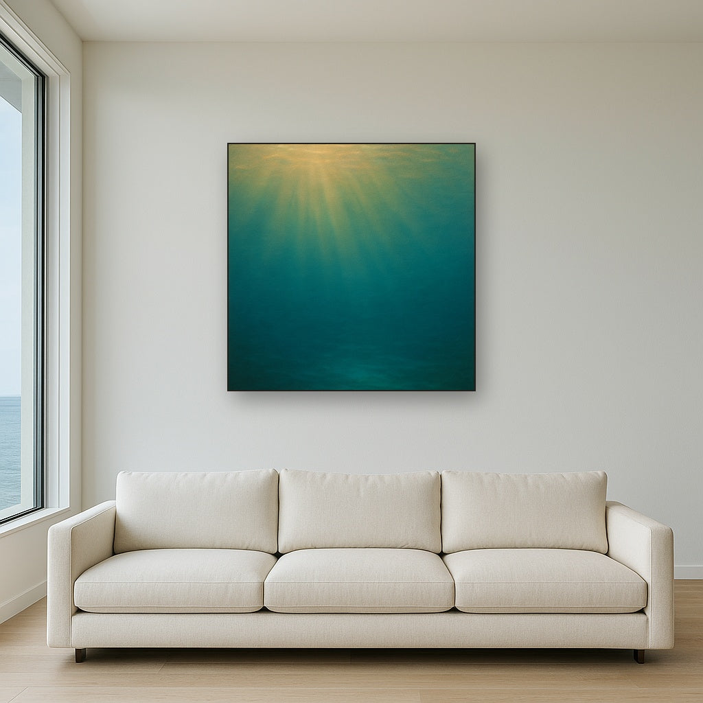 Minimalist Aquamarine Reef Void No. 10 - Modern Fine Art Oil Painting - View 2
