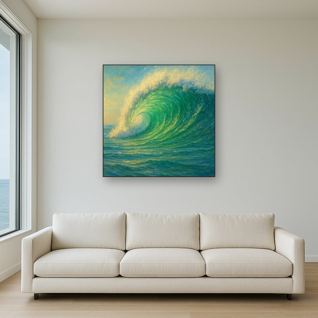 Emerald Breaker Wave in Crystalline Light No. 2 Fine Art Oil Painting - View 2