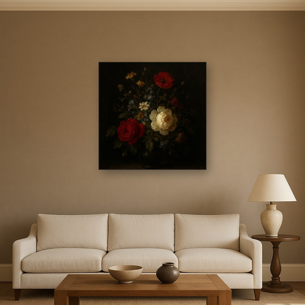 Moody Dutch Master Dark Floral Still Life No. 4 Fine Art Oil Painting - View 2