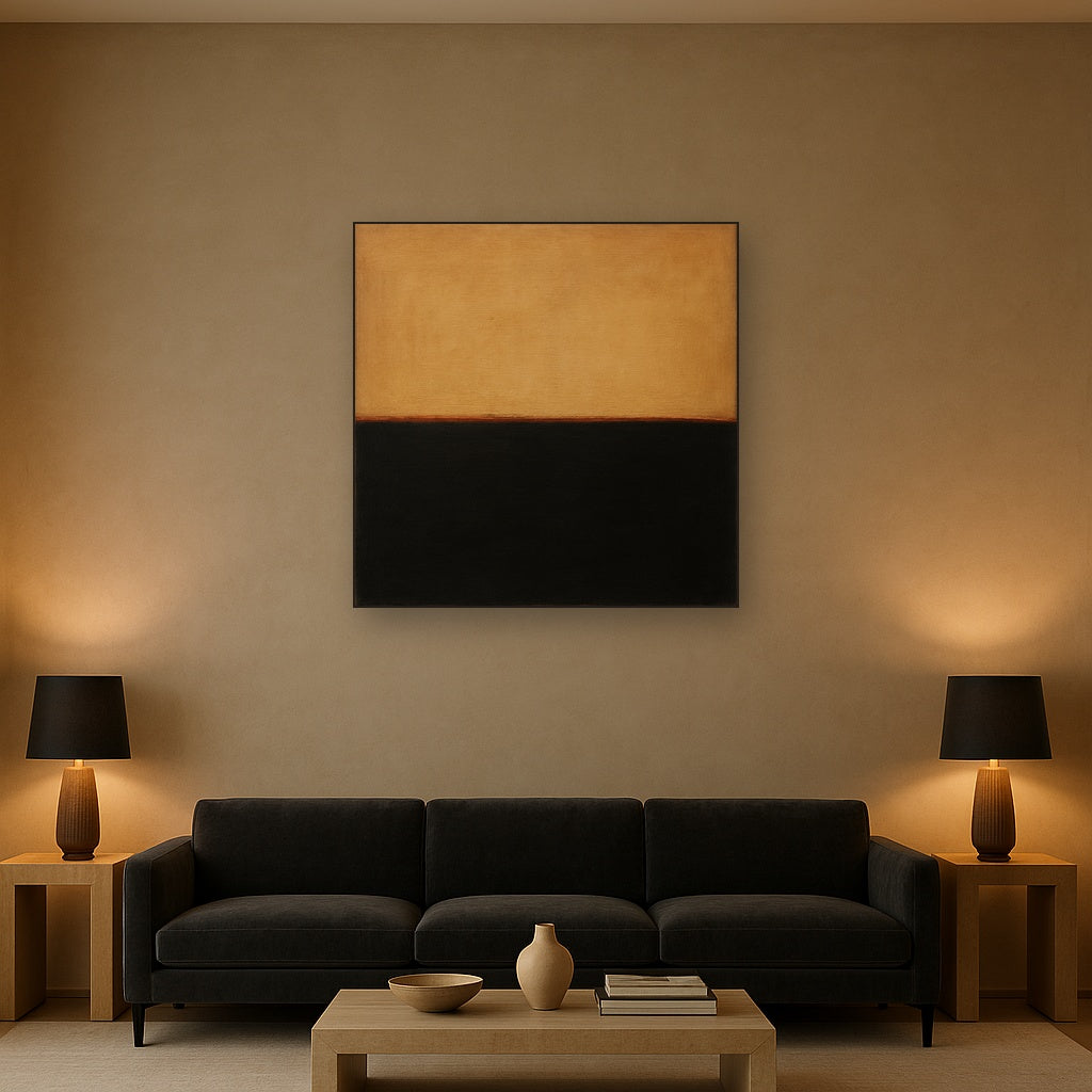 Onyx & Warm Biscuit Horizon No. 9 - Modern Fine Art Oil Painting - View 2