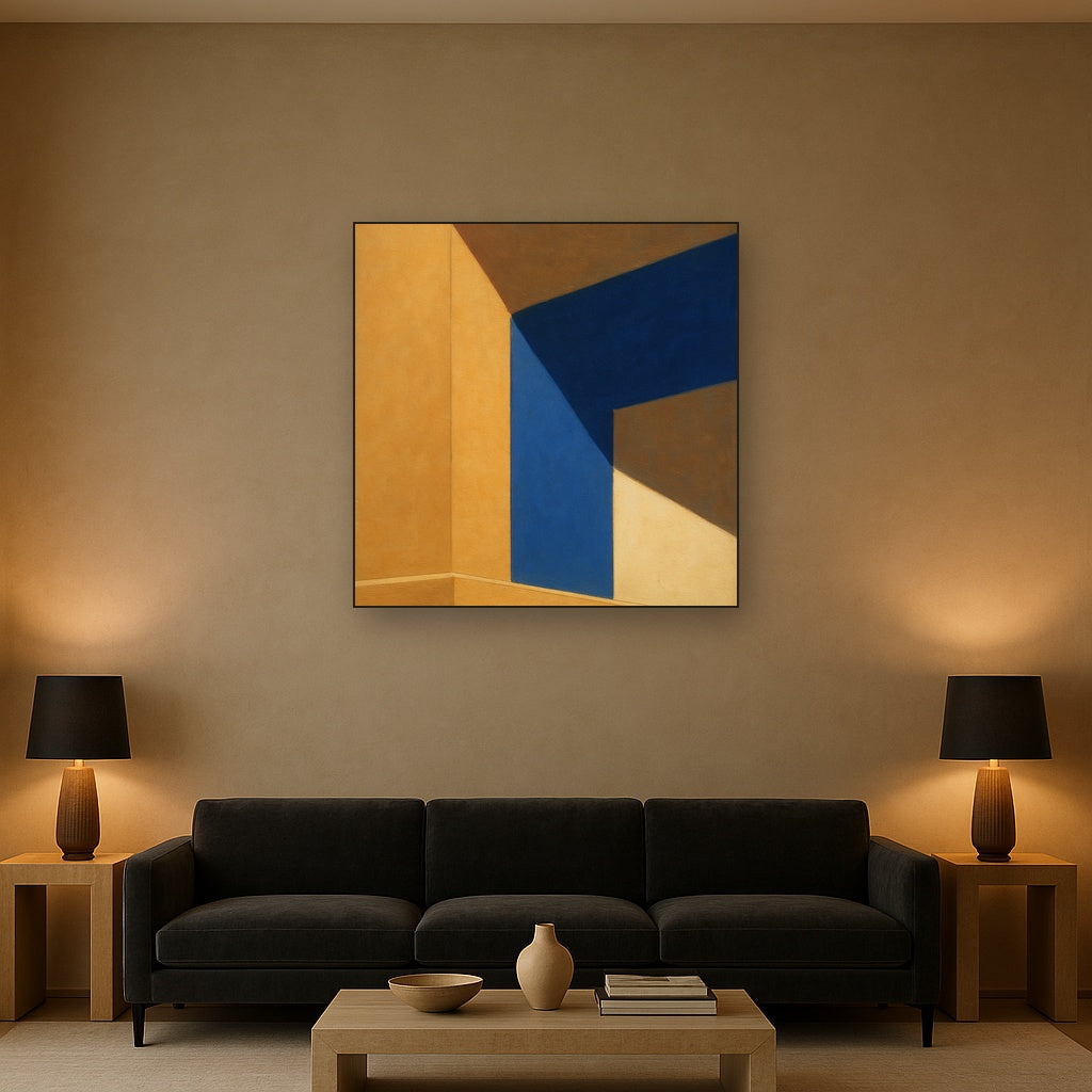 Sun & Shadow Architectural Facade Geometry No. 7 Fine Art Oil Painting - View 2