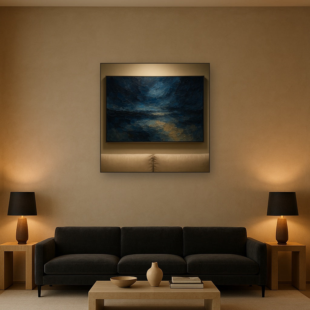 Nocturne Symphony Horizontal Abstract Oil Painting - View 2