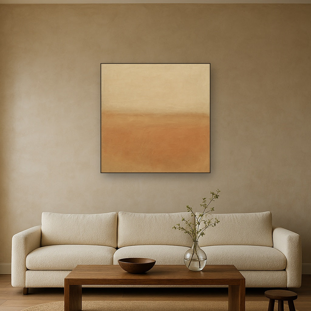 Earthy Raw Linen Texture Field No. 4 - Modern Fine Art Oil Painting - View 2