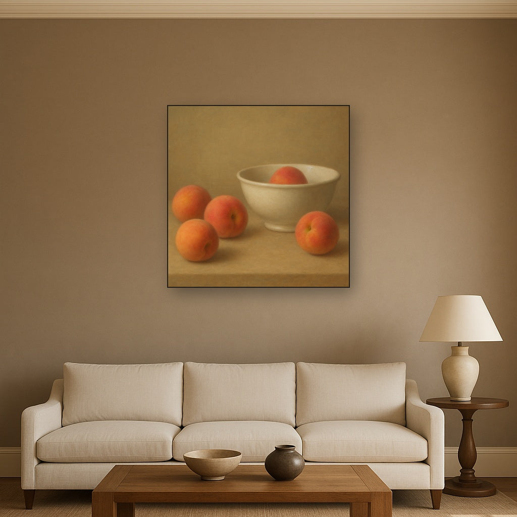 Heirloom Peaches & White Ceramic Bowl No. 6 Oil Painting - View 2