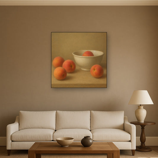 Heirloom Peaches & White Ceramic Bowl No. 6 Oil Painting - View 2