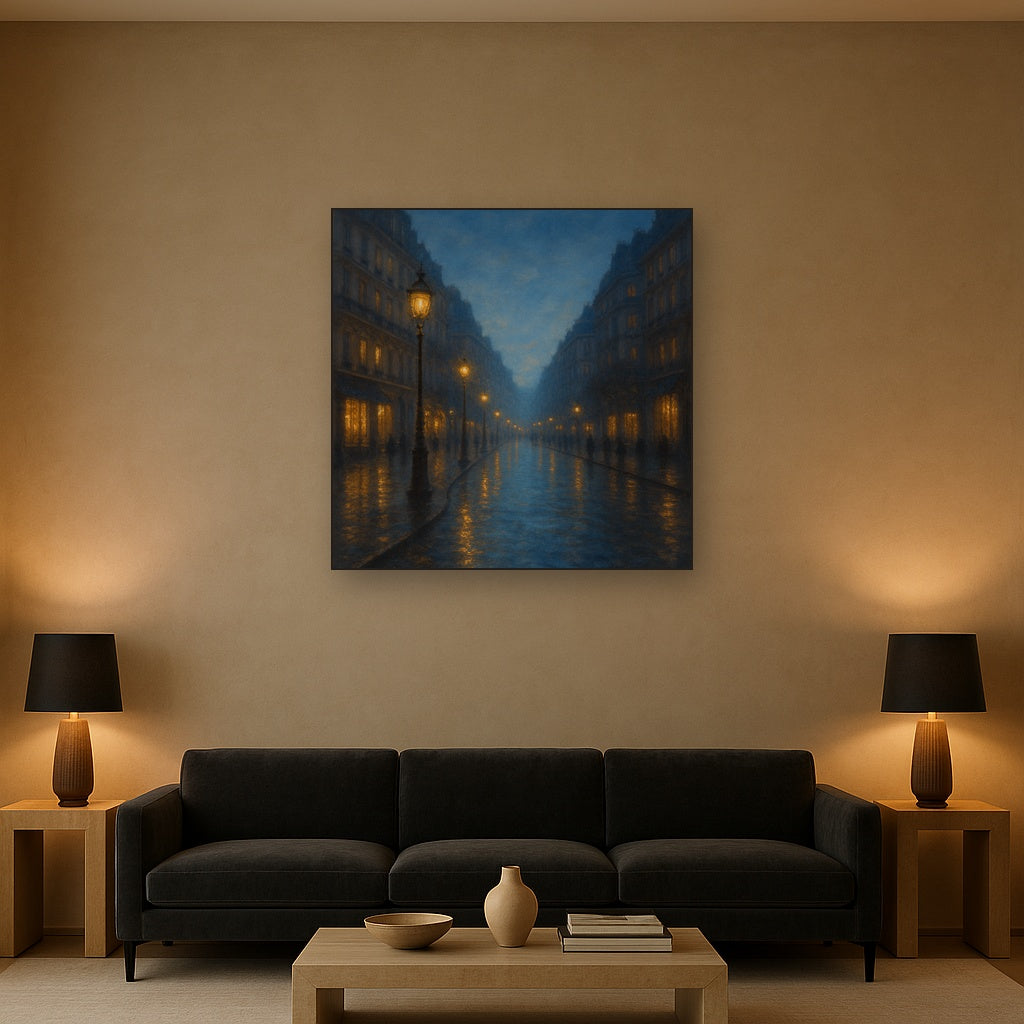 Rainy Parisian Boulevard at Twilight No. 30 Oil Painting - View 2