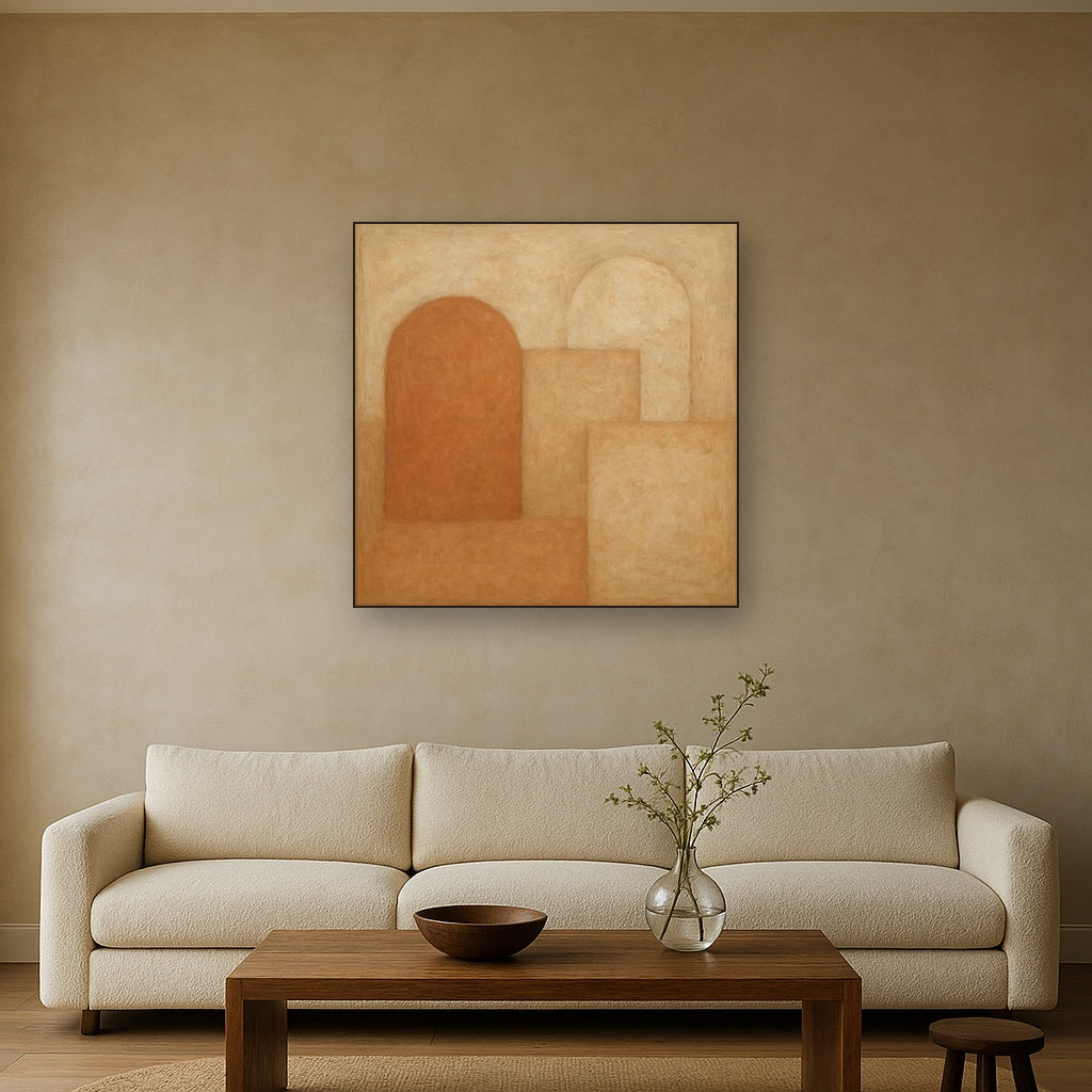 Earthy Terracotta & Weathered Plaster Wash No. 21 Oil Painting - View 2