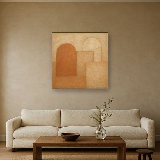 Earthy Terracotta & Weathered Plaster Wash No. 21 Oil Painting - View 2