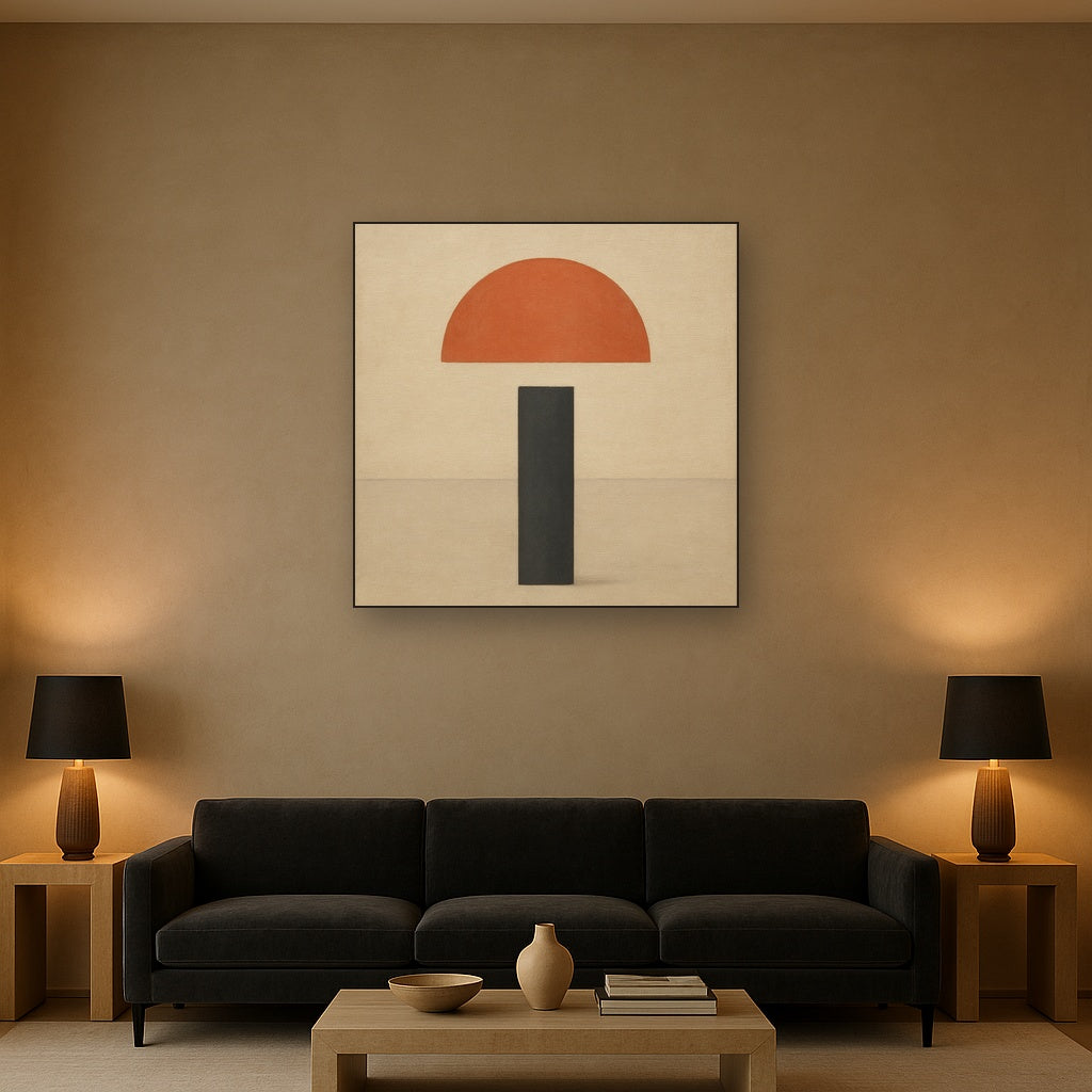 Semicircle Horizon & Minimalist Pillar No. 17 Oil Painting - View 2
