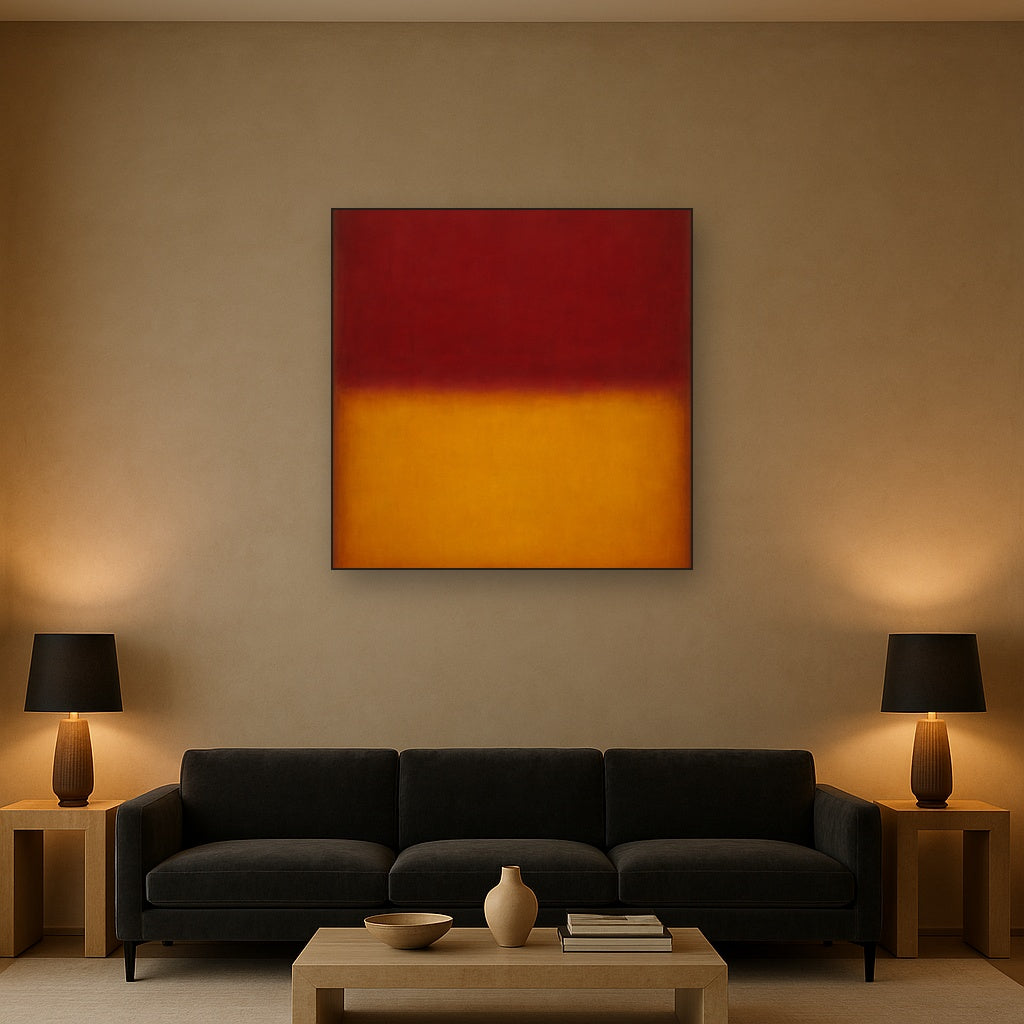 Crimson Burgundy & Saffron Gold Color Vibrations No. 22 Oil Painting - View 2