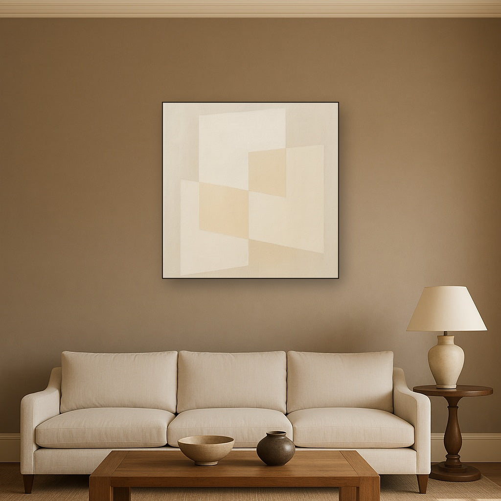 Architectural Stucco Geometry No. 3 - Modern Fine Art Oil Painting - View 2