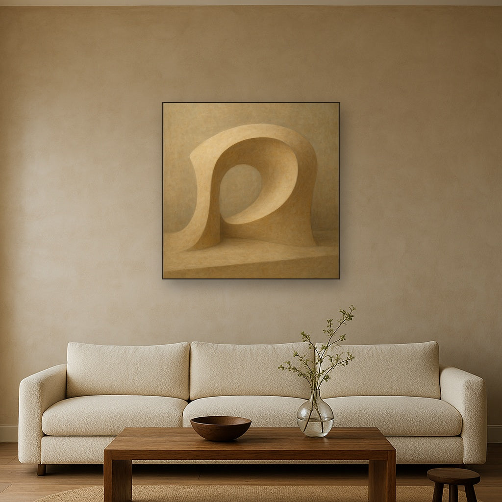 Soft Architectural Curve in Desert Bone No. 8 Oil Painting - View 2