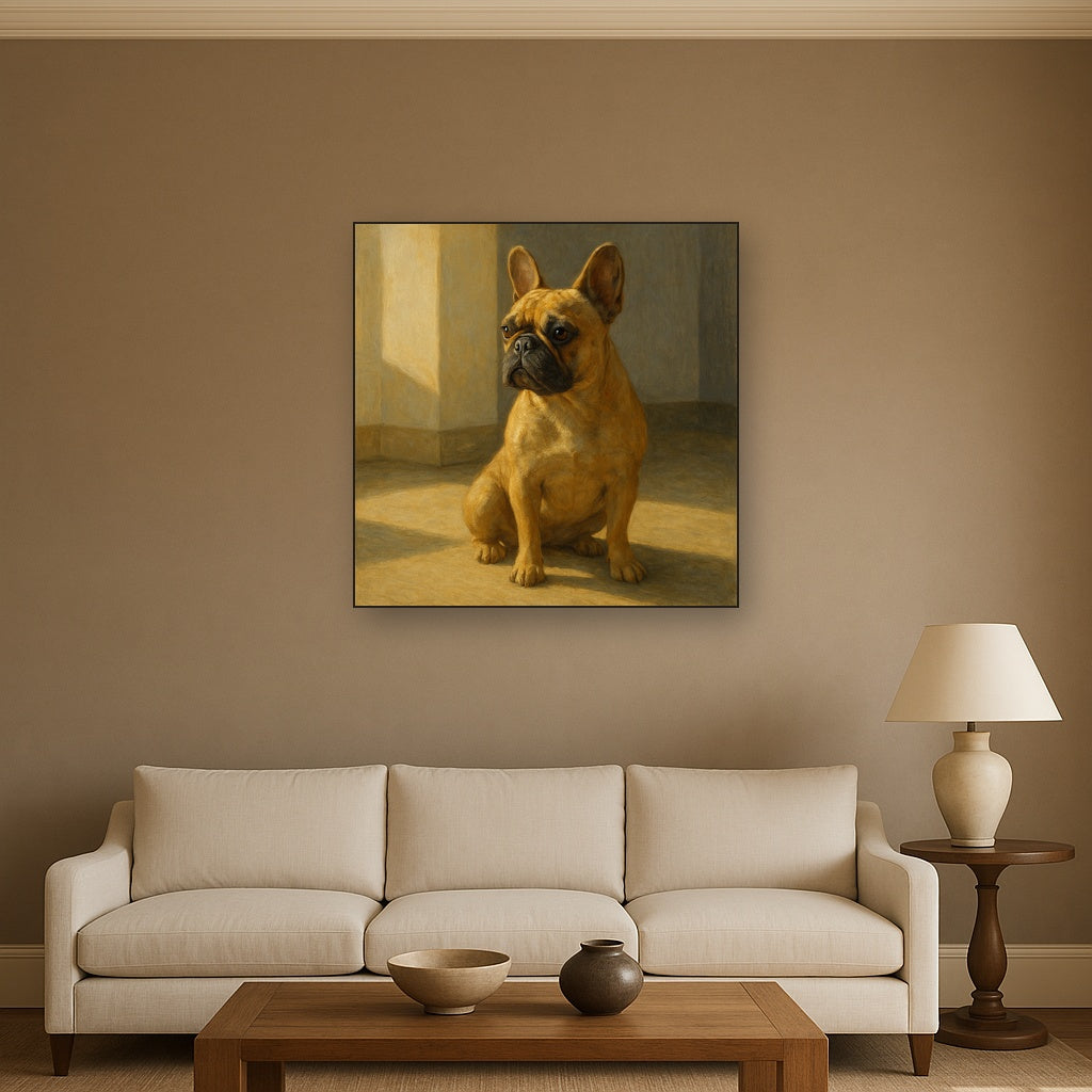 French Bulldog in Sunlit Minimalist Studio No. 5 Fine Art Oil Painting - View 2