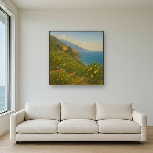 Italian Amalfi Coastline Terraces & Lemon Grove No. 4 Oil Painting - View 2